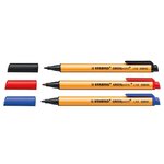 Lot de 3 stylos feutre greenpoint pte large 0 8 mm noir bleu rouge x 10 stabilo