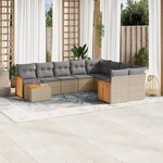 vidaXL Salon de jardin avec coussins 10 Pièces beige résine tressée