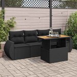 vidaXL Salon de jardin 5 Pièces avec coussins noir résine tressée