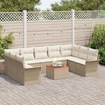 vidaXL Ensemble de canapé de jardin 10 Pièces Beige Poly rotin