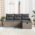 vidaXL Ensemble de Canapés avec coussin 4 Pièces Gris polyrotin