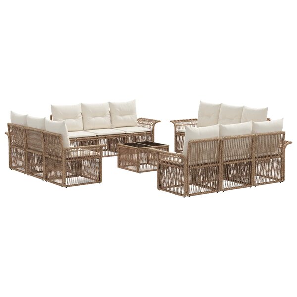 vidaXL Ensemble de canapé de jardin 13 Pièces Beige polyrotin