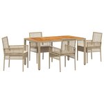 vidaXL Ensemble de salle à manger pour jardin 5 Pièces Beige polyrotin