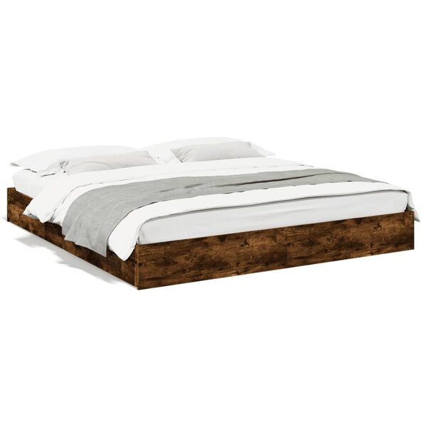 vidaXL Cadre de lit avec tiroirs sans matelas chêne fumé 200x200 cm