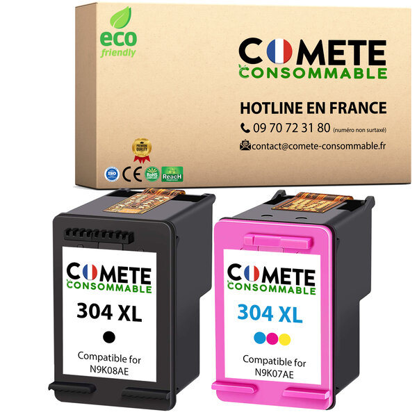 304XL - 2 cartouches compatibles pour HP 304 XL - noir et couleur - COMETE