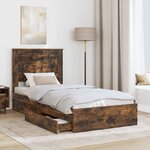 vidaXL Lit de Rangement Chêne fumé 90 x 190 cm Bois d'ingénierie