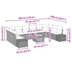 vidaXL Ensemble de Canapé de Jardin 10 pièces avec Coussins Brun Poly Rattan