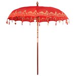 vidaXL Parasol Autre Rouge x 250 cm Coton et bois massif