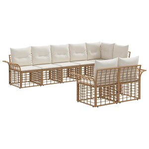 vidaXL Ensemble de canapés d'extérieur 8 Pièces Blanc Naturel et Crème