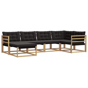 vidaXL Ensemble de canapés d'extérieur 6 pc Blanc et noir