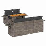 vidaXL Salon de jardin 6 Pièces avec coussins gris résine tressée