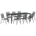 vidaXL Ensemble de salle à manger pour jardin 9 Pièces Gris foncé Acier