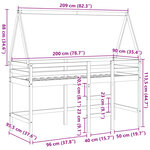 vidaXL Lit superposé et échelle et toit 90x200 cm bois de pin massif