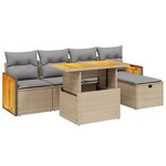 vidaXL Salon de jardin avec coussins 6 Pièces beige résine tressée