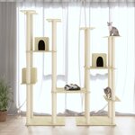 vidaXL Arbre à chat avec griffoirs en sisal Crème 174 cm