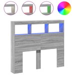 vidaXL Armoire tête de lit avec LED sonoma gris 120x17x102 cm