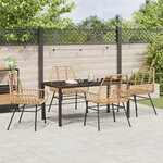 vidaXL Set de dîner de jardin 5 pièces brun poly rattan