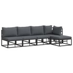 vidaXL Ensemble de canapé de jardin avec coussin 5 Pièces Noir Aluminium