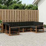 vidaXL Ensemble de canapés d'extérieur 6 pc Naturel et noir