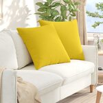 vidaXL Coussins de canapé 2 Pièces Jaune clair 60 x 60 cm tissu