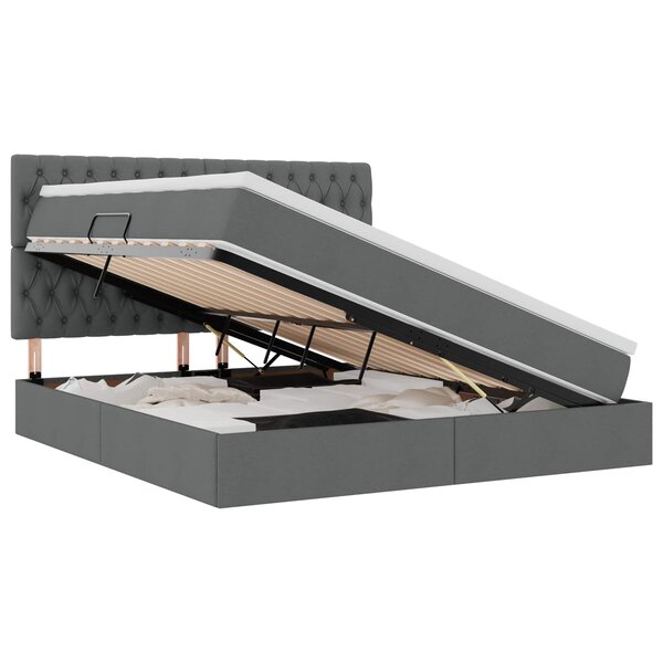 vidaXL Lit avec rangement et matelas Gris foncé 160 x 200 cm Polyester