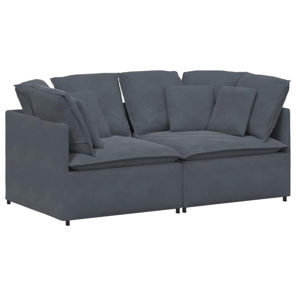 vidaXL Canapé modulaire avec coussins en velours gris foncé
