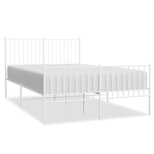 vidaXL Cadre de lit métal sans matelas et pied de lit blanc 135x190 cm