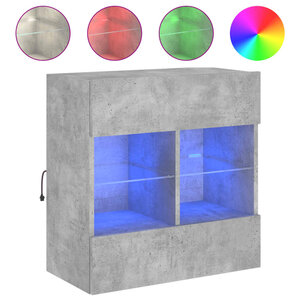 vidaXL Meuble TV mural avec lumières LED gris béton 58 5x30x60 5 cm