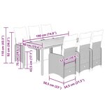 vidaXL Ensemble de bistro de jardin 7 Pièces coussins noir poly rotin