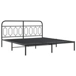 vidaXL Cadre de lit métal avec tête de lit noir 180x200 cm