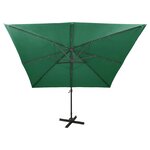 vidaXL Parasol de jardin en porte-à-faux et mât et lumières LED vert