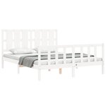 vidaXL Cadre de lit avec tête de lit blanc King Size bois massif