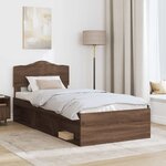 vidaXL Cadre de lit Chêne brun 90 x 190 cm Bois de pin massif