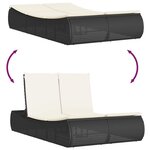 vidaXL Chaise longue double avec coussins noir résine tressée