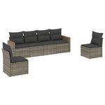 vidaXL Salon de jardin 6 Pièces avec coussins gris résine tressée