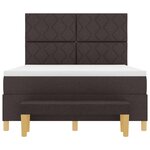 vidaXL Lit à ressorts avec matelas Marron foncé 140 x 200 cm tissu