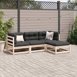 vidaXL Salon de jardin 4 Pièces avec coussins bois de pin massif