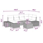 vidaXL Ensemble de canapé de jardin avec coussin 7 Pièces Marron et rouge