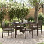 Ensemble de Salle à Manger de Jardin en 5 Pièces avec Coussins en Poly Rattan Marron