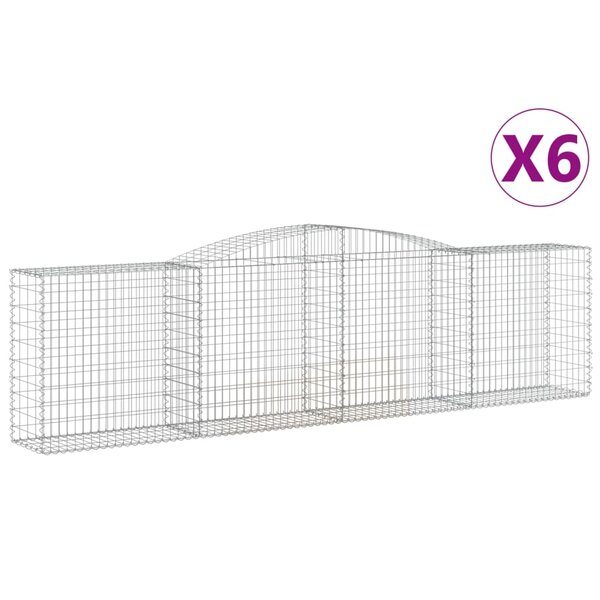 vidaXL Paniers à gabions arqués 6 Pièces 400x50x100/120 cm Fer galvanisé