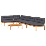 vidaXL Salon palette de jardin avec coussins 5Pièces bois d'acacia massif