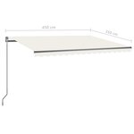 vidaXL Auvent automatique avec capteur de vent et LED 450x350 cm Crème