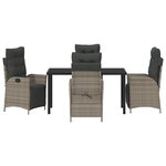 vidaXL Ensemble de salle à manger de jardin 5 pièces Gris Poly Rattan