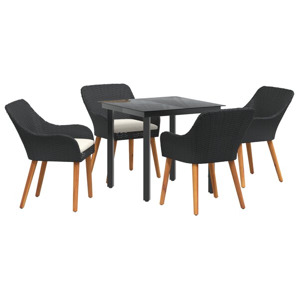 vidaXL Ensemble de salle à manger de jardin 5 pièces en poly rattan noir