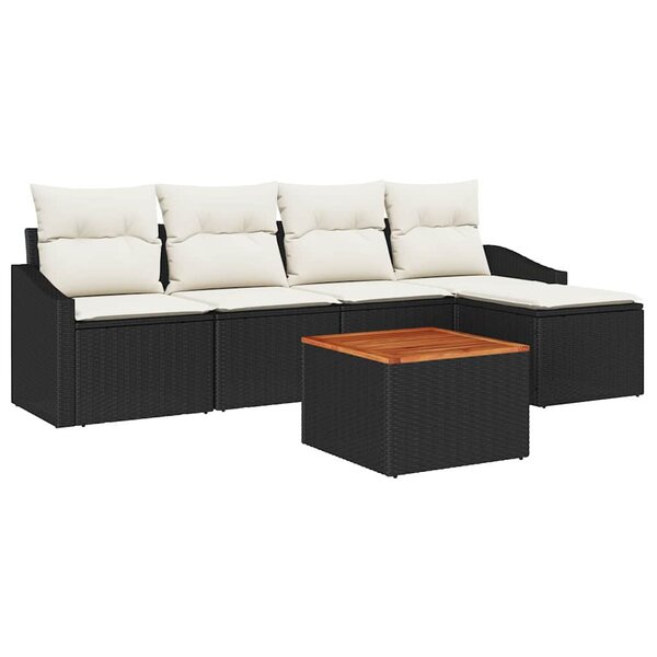 vidaXL Ensemble de canapé de jardin 6 Pièces Noir et blanc