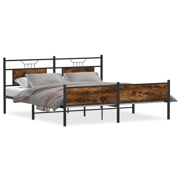 vidaXL Cadre de lit en métal sans matelas chêne fumé 180x200 cm