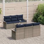 vidaXL Ensemble de canapé de jardin avec coussin 7 Pièces Gris polyrotin