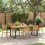 Ensemble de salle à manger de jardin 7 pièces Gris Poly Rattan Acacia