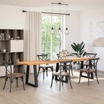 vidaXL Table à manger avec bord naturel 320x80x74 cm bois massif chêne