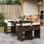 vidaXL Ensemble à manger de jardin 5 Pièces et coussins marron poly rotin